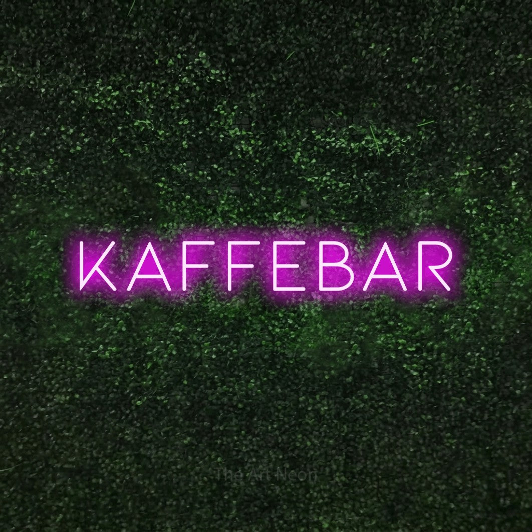LED neon sign reading “KAFFEBAR”, arranged in a single line.