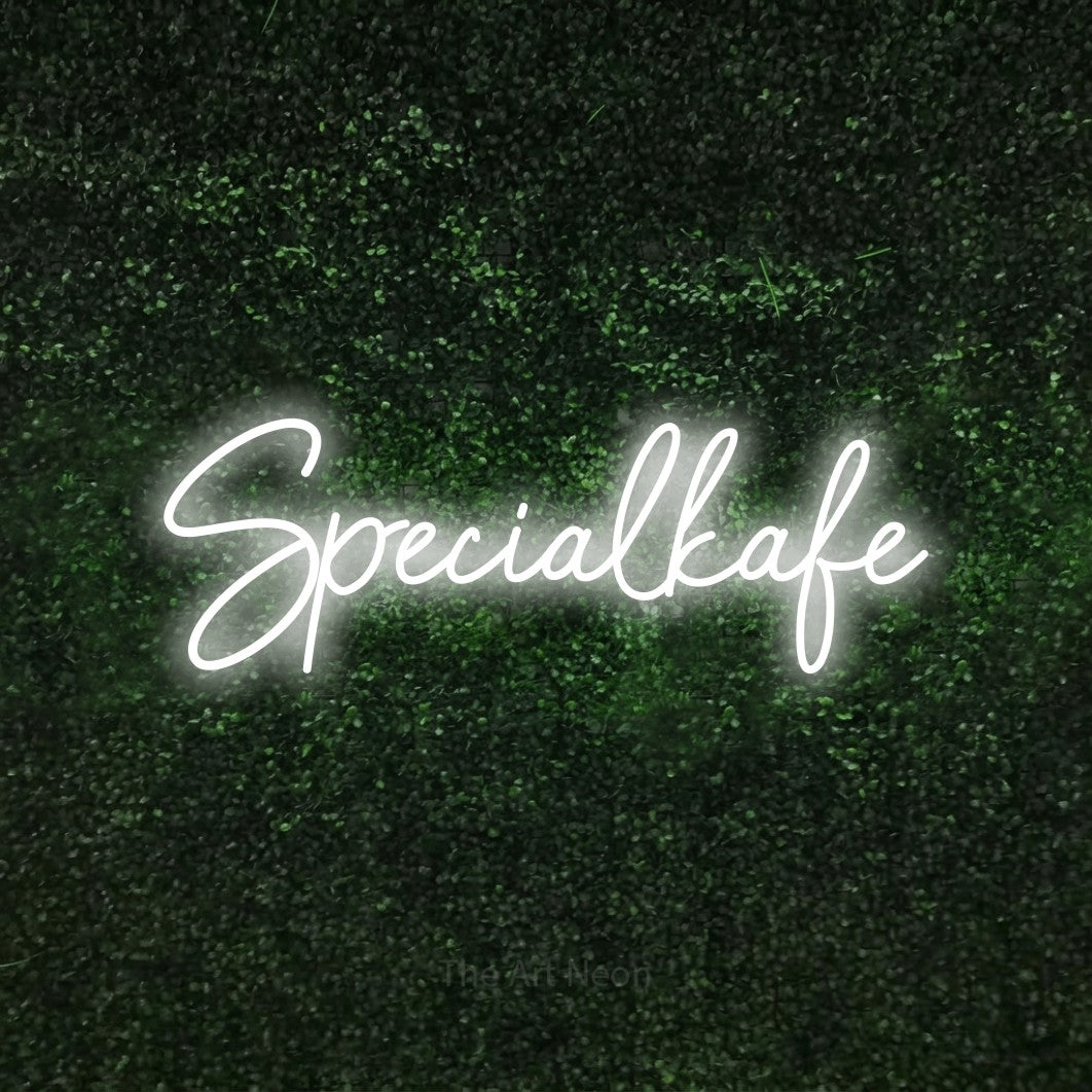 LED neon sign reading “Specialkafé”, arranged in a single line.