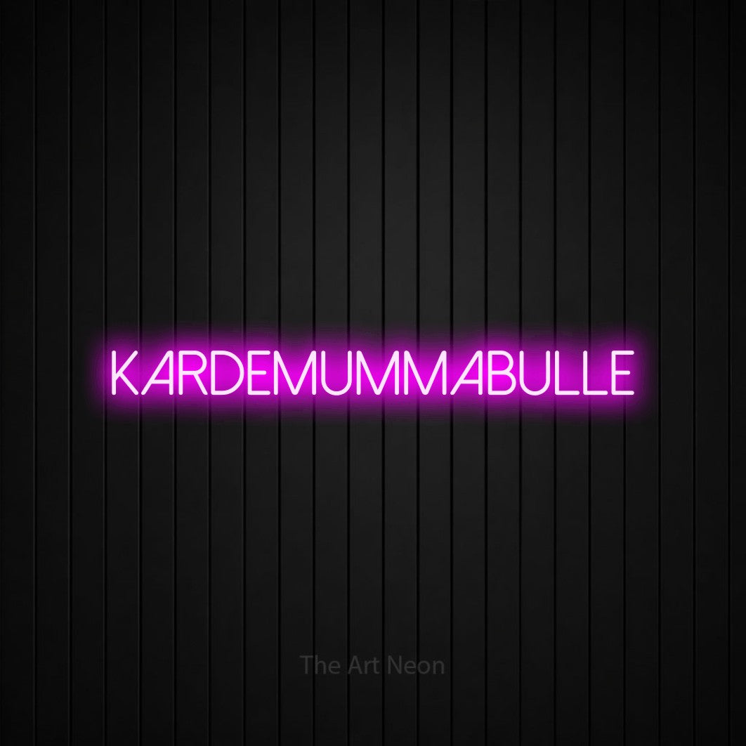 LED neon sign reading “Kardemummabulle”, arranged in a single line.