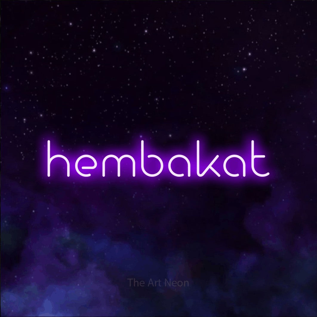 LED neon sign reading “hembakat”, arranged in a single line.