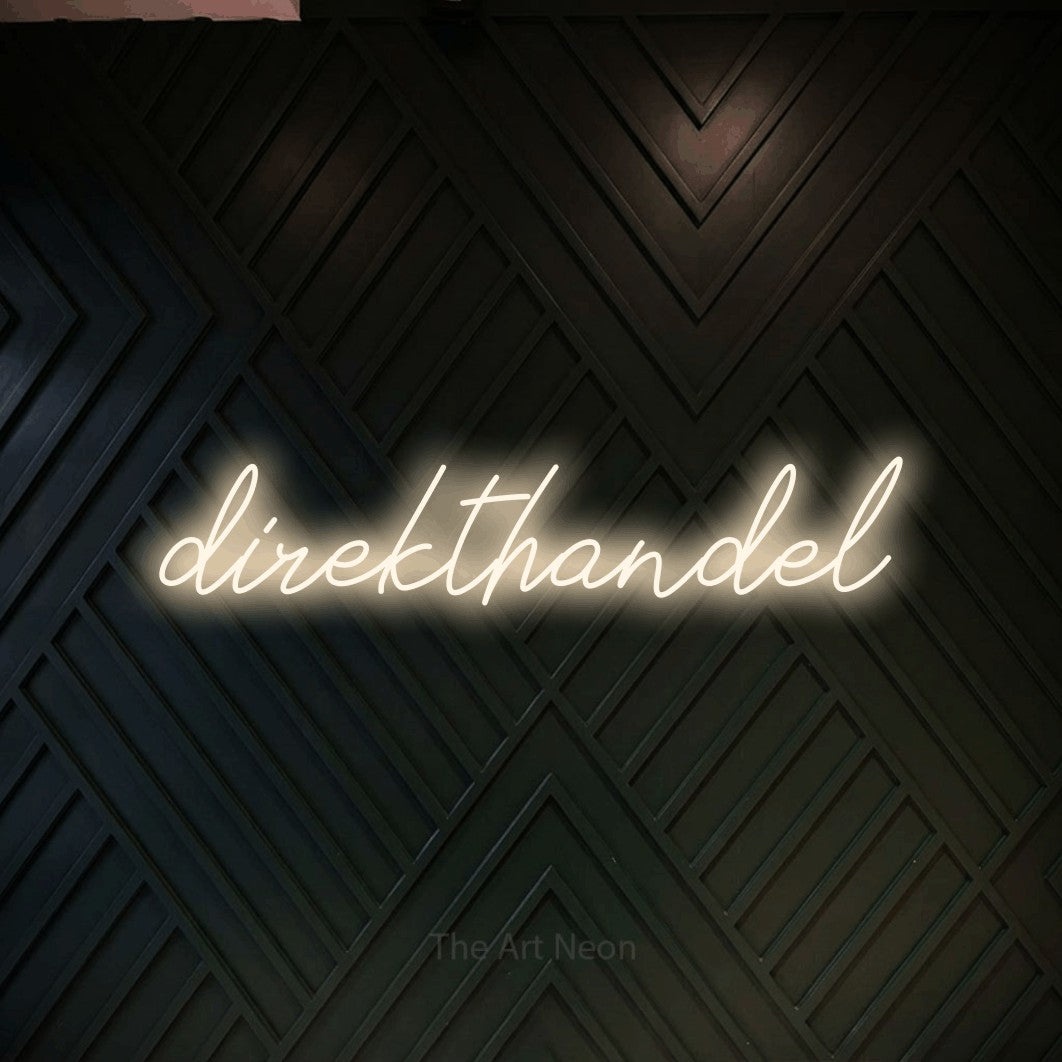 LED neon sign reading “direkthandel”, arranged in a single line.