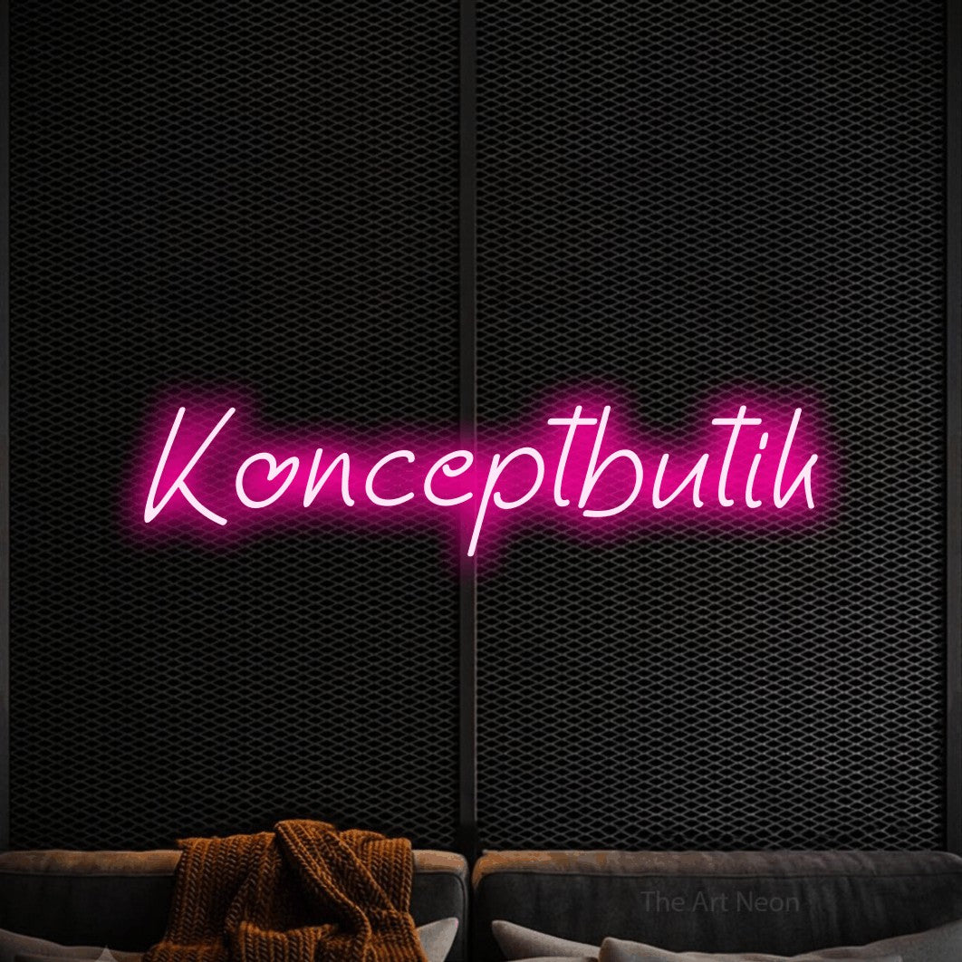 LED neon sign reading “Konceptbutik”, arranged in a single line.