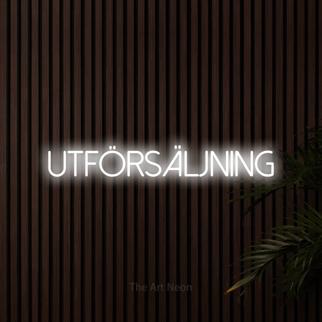LED neon sign reading “utförsäljning”, arranged in a single line.