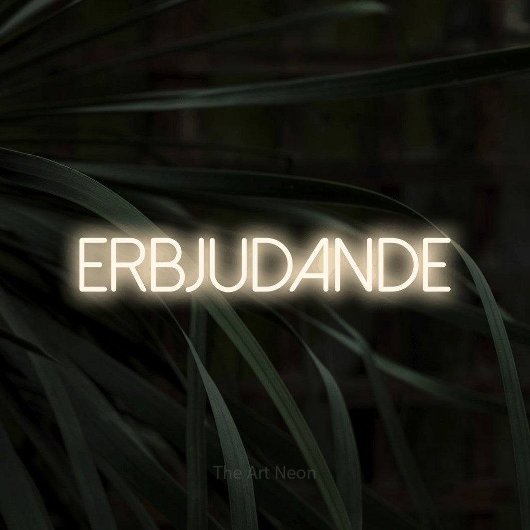 LED neon sign reading “Erbjudande”, arranged in a single line.