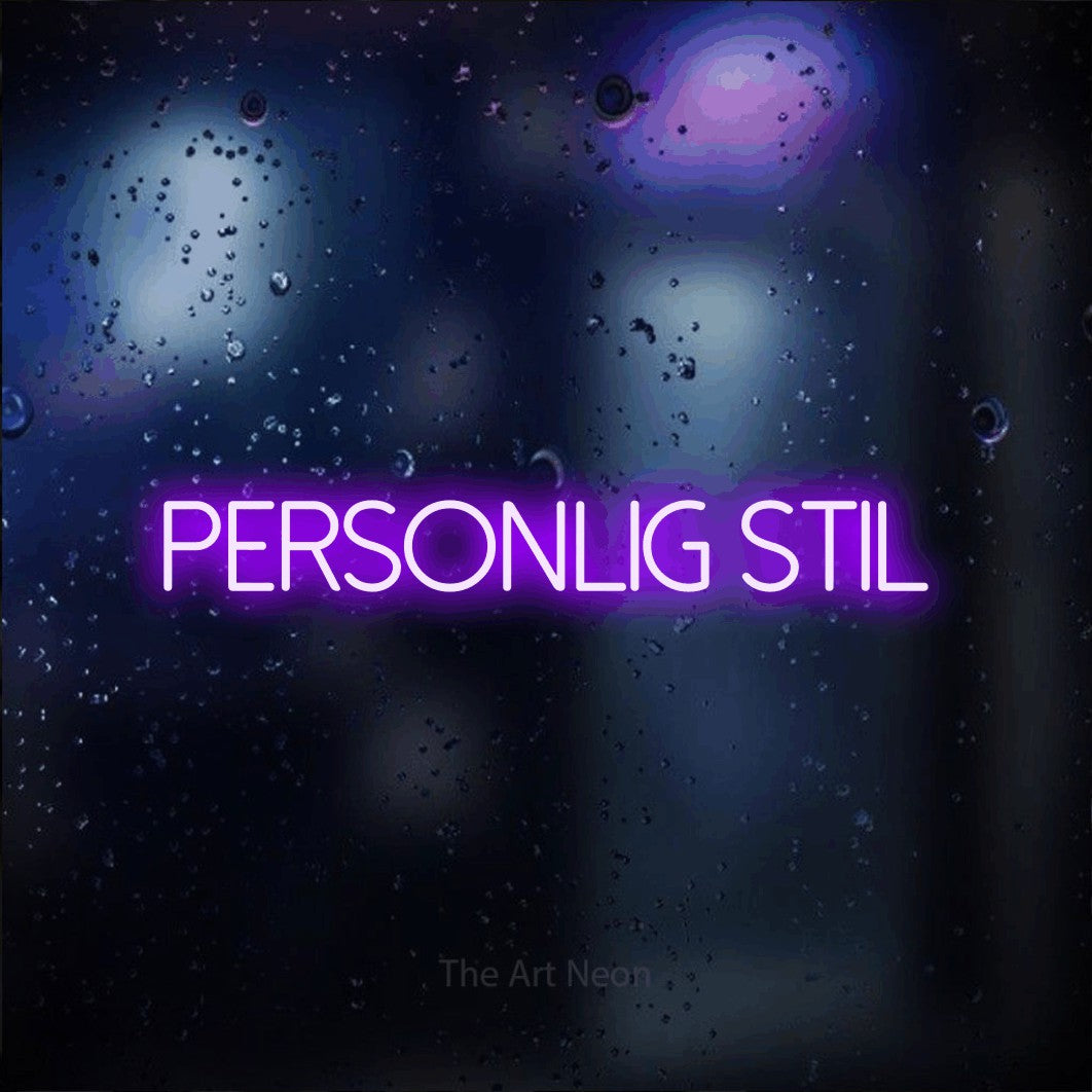 LED neon sign reading “PERSONLIG STIL”, arranged in a single line.