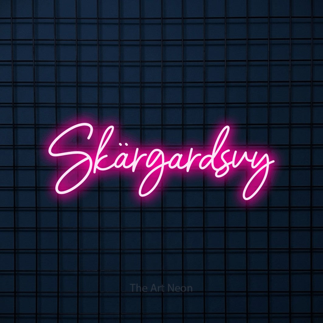 LED neon sign reading “Skärgårdsvy”, arranged in a single line.