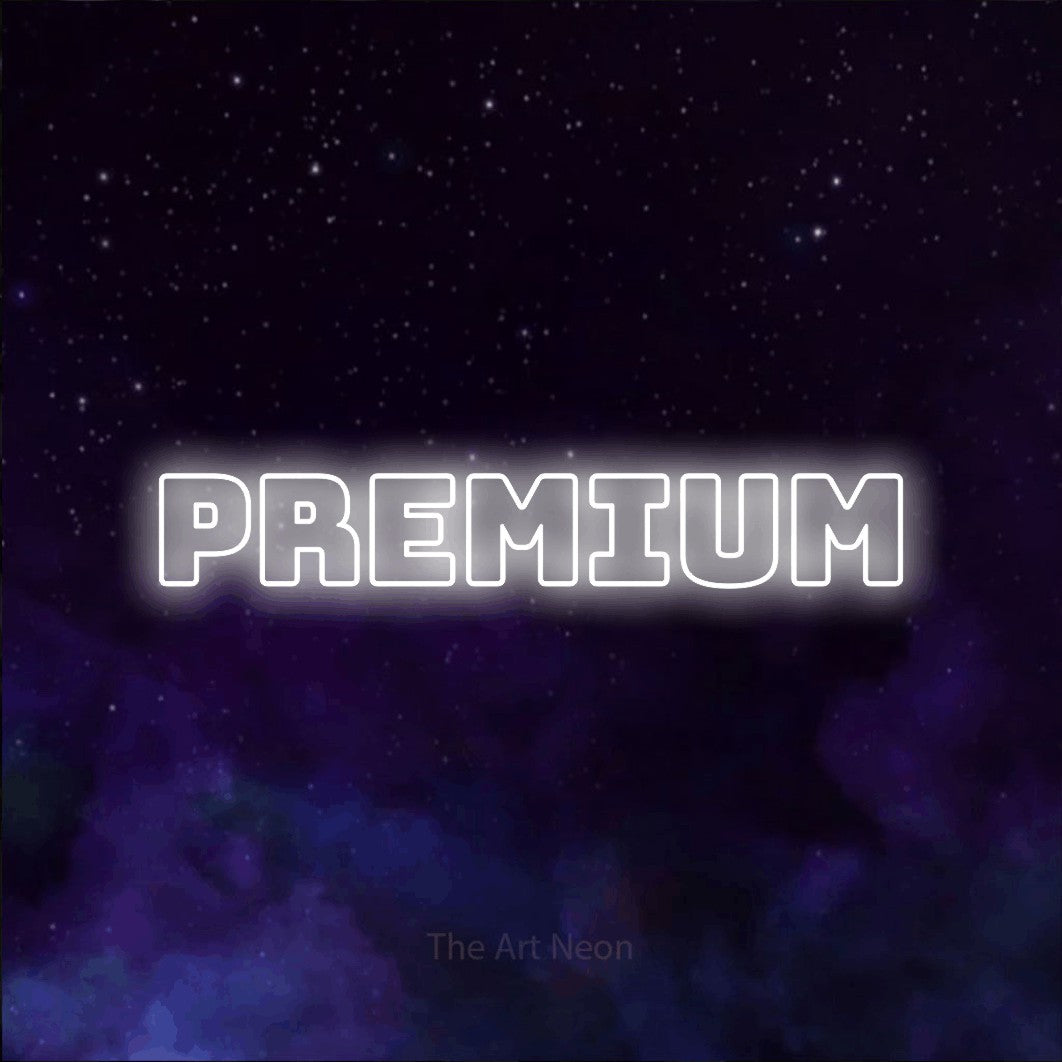 LED neon sign reading “PREMIUM”, arranged in a single line.