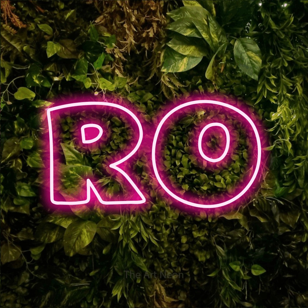 LED neon sign reading “ro”, arranged in a single line.