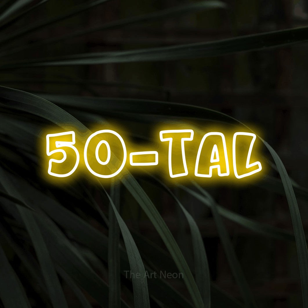 LED neon sign reading “50-tal”, arranged in a single line.