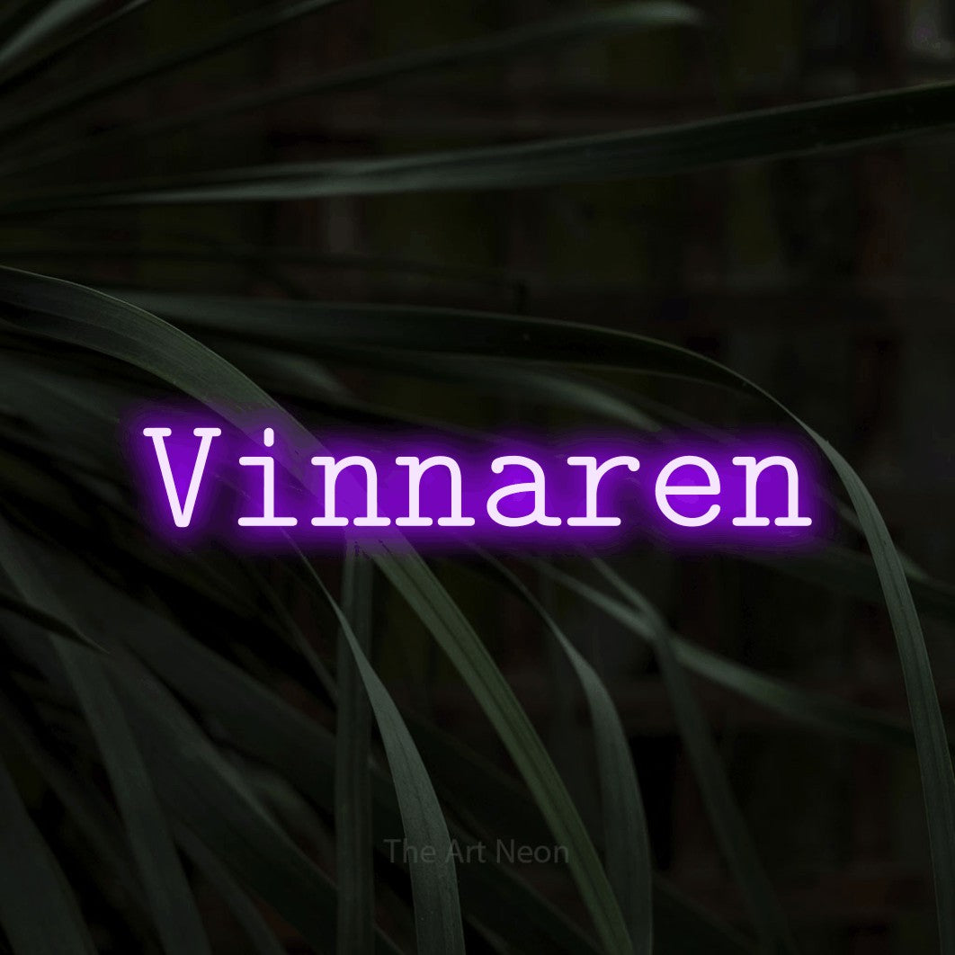 LED neon sign reading “Vinnaren”, arranged in a single line.