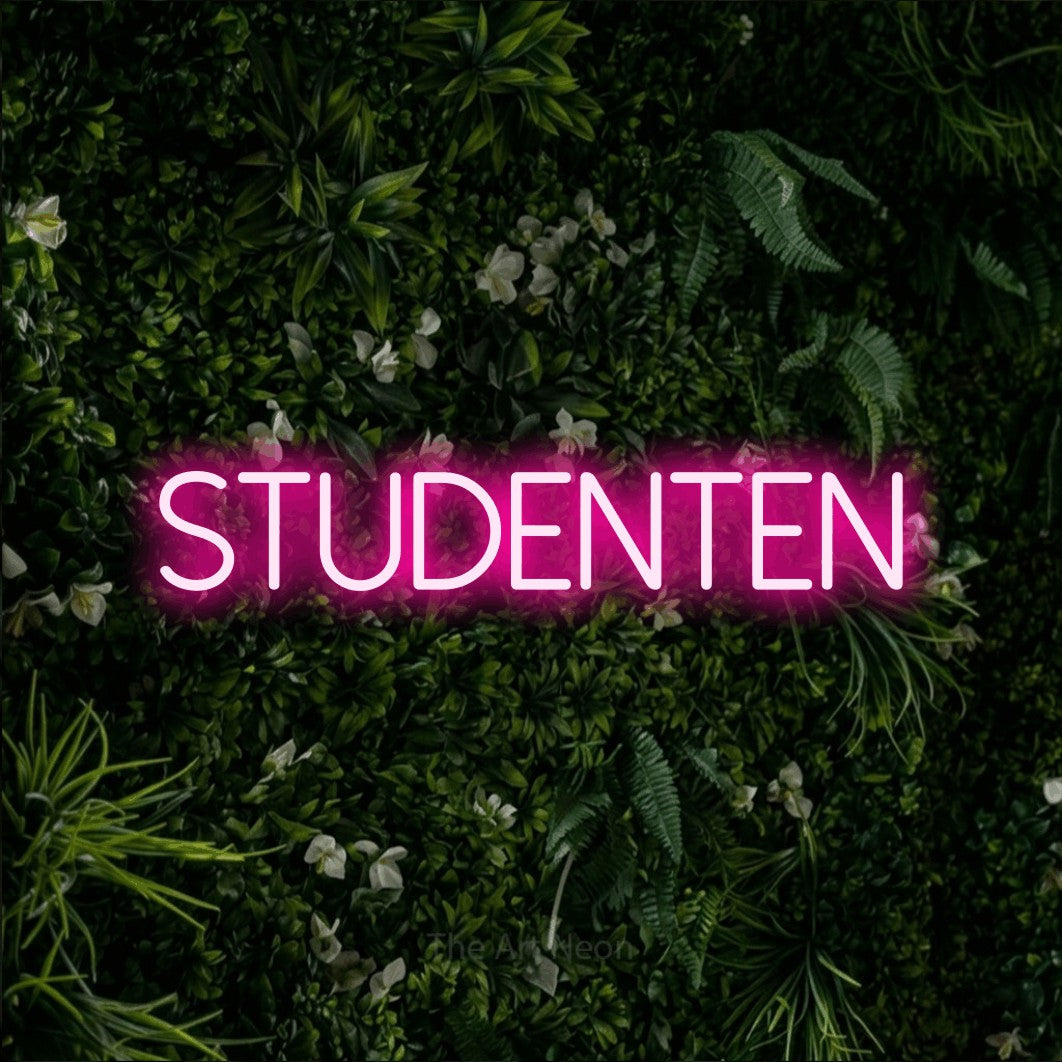 LED neon sign reading “Studenten”, arranged in a single line.