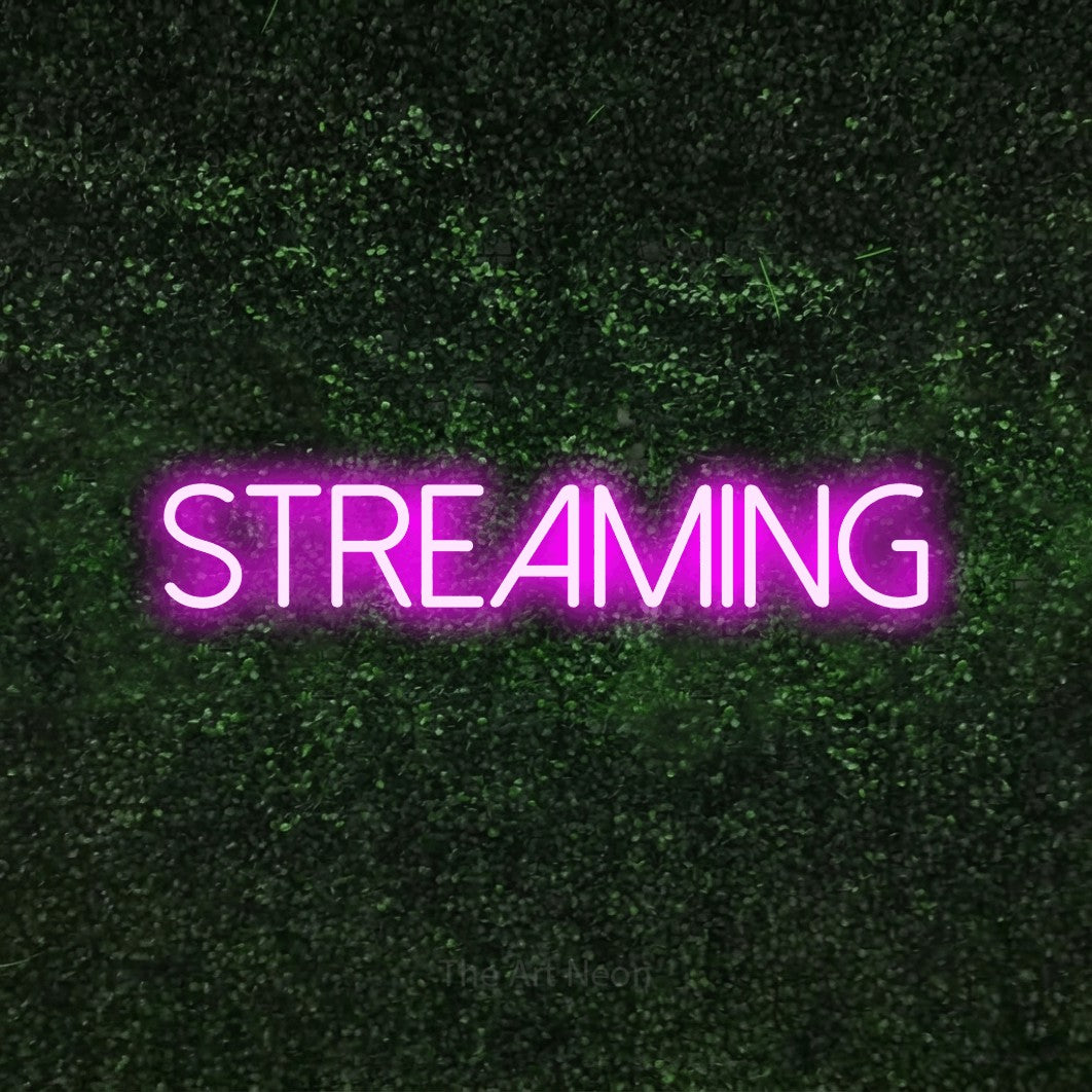 LED neon sign reading “Streaming”, arranged in a single line.