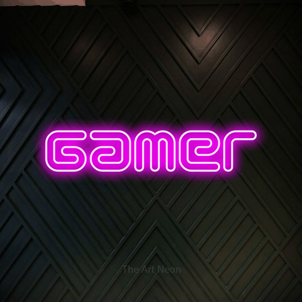 LED neon sign reading “Gamer”, arranged in a single line.