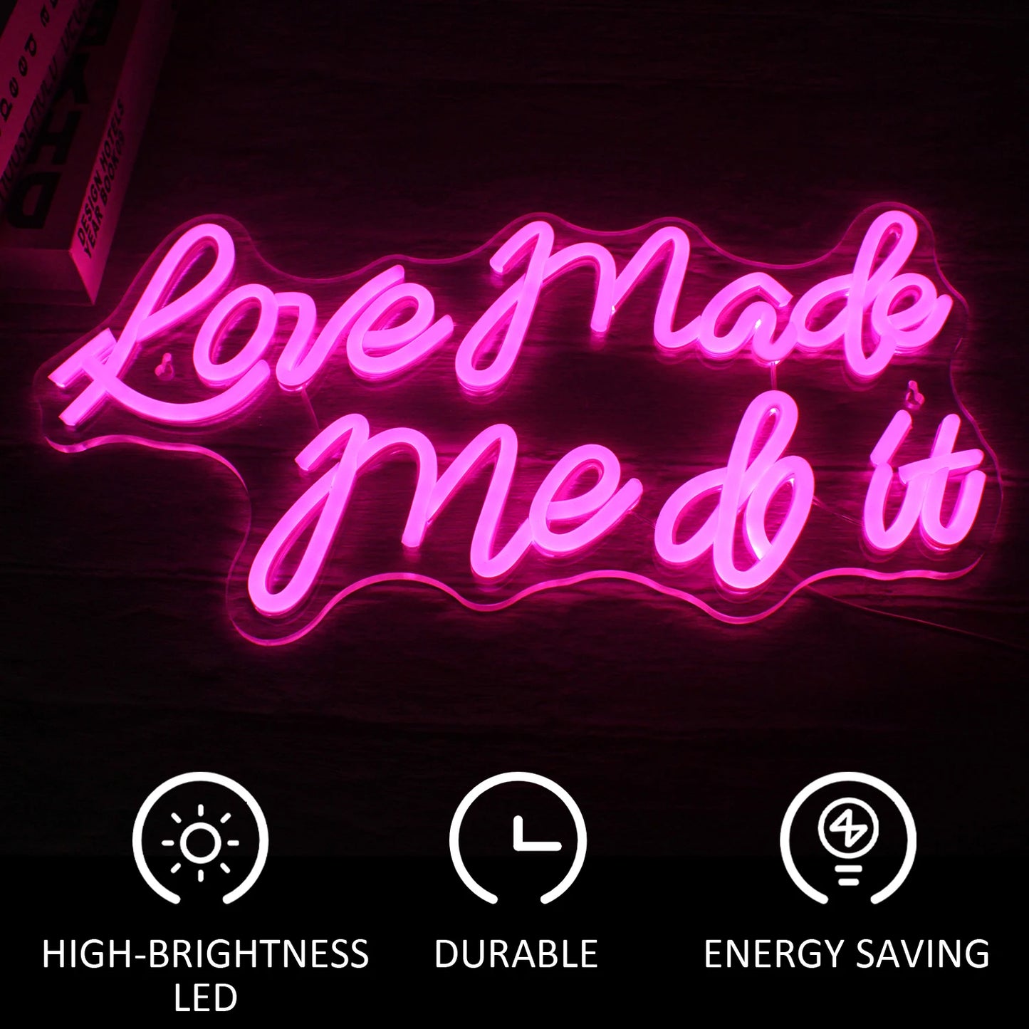 Kärleken Fick Mig Att Göra Det 5V USB LED Ljusskylt - Plånboksvänlig