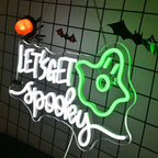LET'S GET Spooky – Fladdermus med Halloweentema – LED-neonskylt (5 V USB)