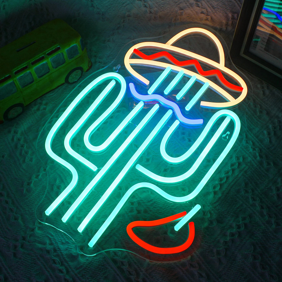 Kaktus – LED-neonskylt (5 V USB)