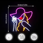Kvinna med cowboyhatt – LED-neonskylt (5 V USB)