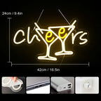 Cheers – Skålande cocktailglas – LED-neonskylt (5 V USB)