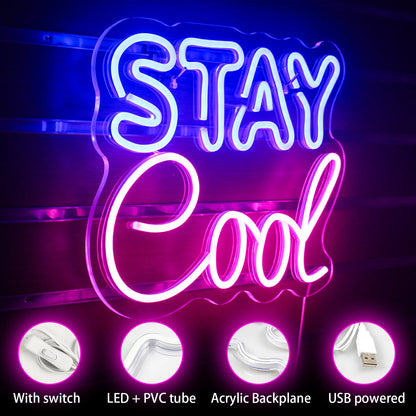 Stay Cool 5V USB LED Ljusskylt - Prisvänlig