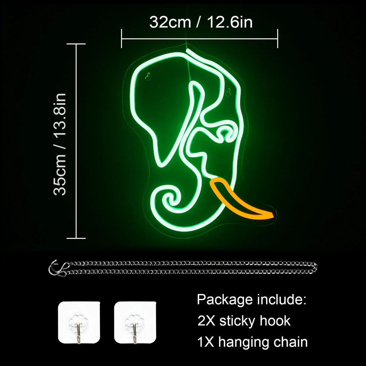 Elefant – LED-neonskylt (5 V USB)