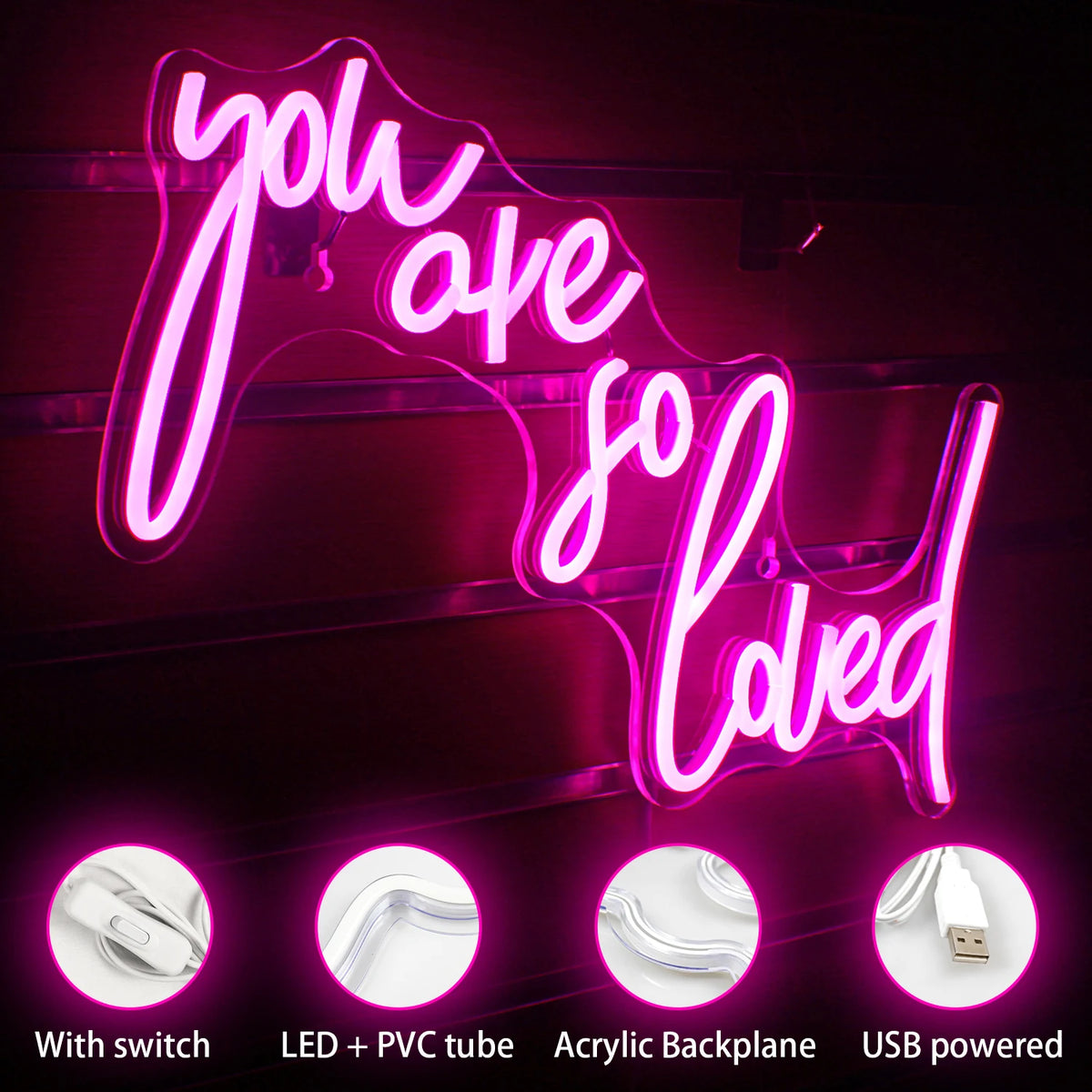 You Are So Loved – LED-neonskylt (5 V USB)