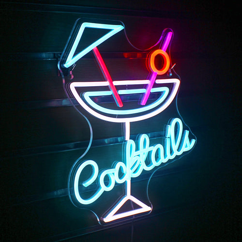 Cocktails – Cocktailglas med paraply – LED-ljusskylt (5 V USB)