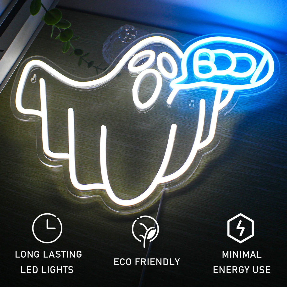 Boo – Bubbelbokstäver – LED-neonskylt (5 V USB)