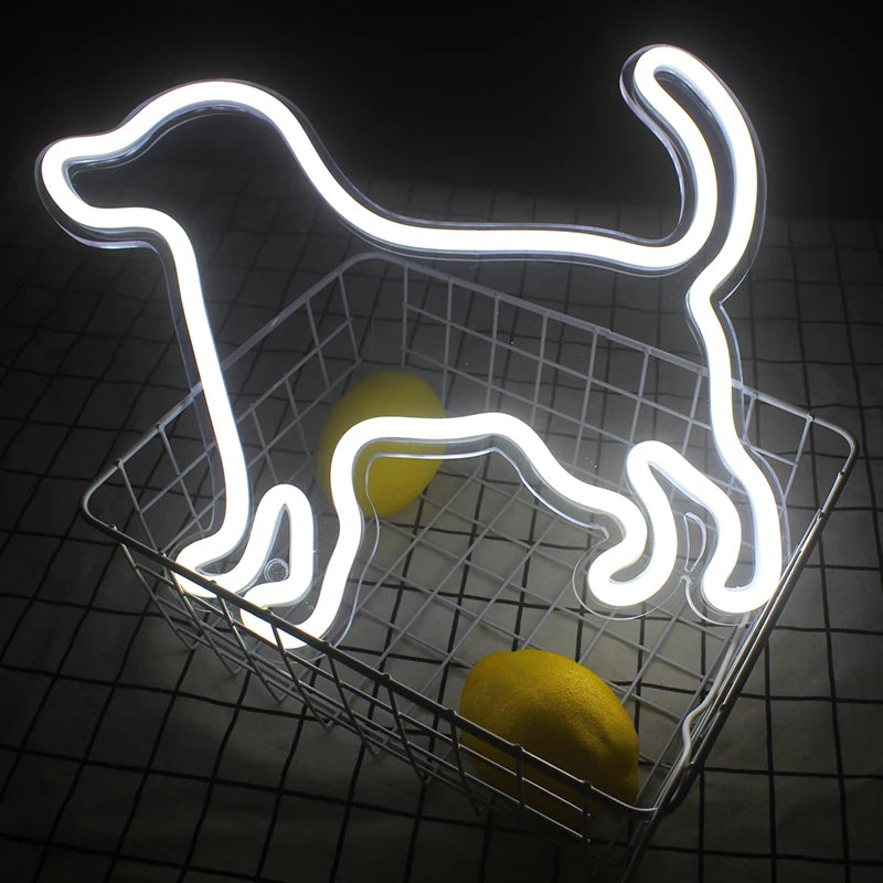 Liten hund – LED-neonskylt (5 V USB)