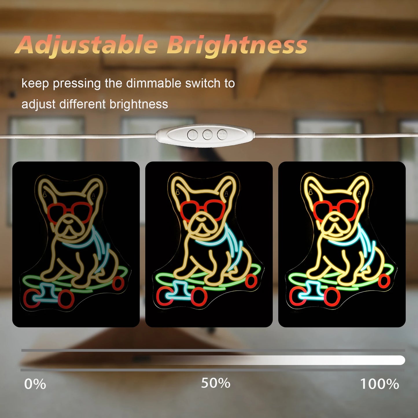 Skateboard Hund 5V USB LED Ljusskylt - Prisvänlig