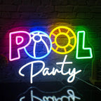 POOL Party – Badboll och badring – LED-neonskylt (5 V USB)