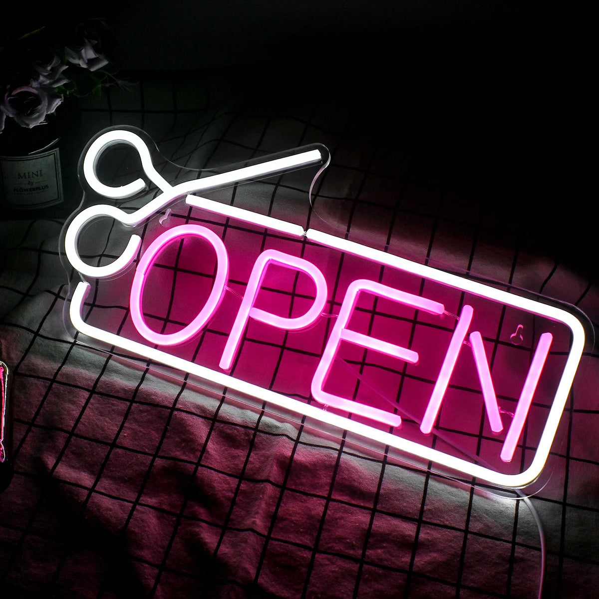 Frisörsalong Open 5V Mini USB LED Neonskylt - Budgetvänlig