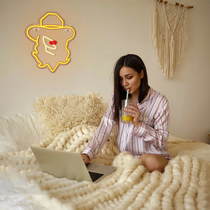 Cowboy Girl Hattar 5V USB LED Ljusskylt - Prisvärd