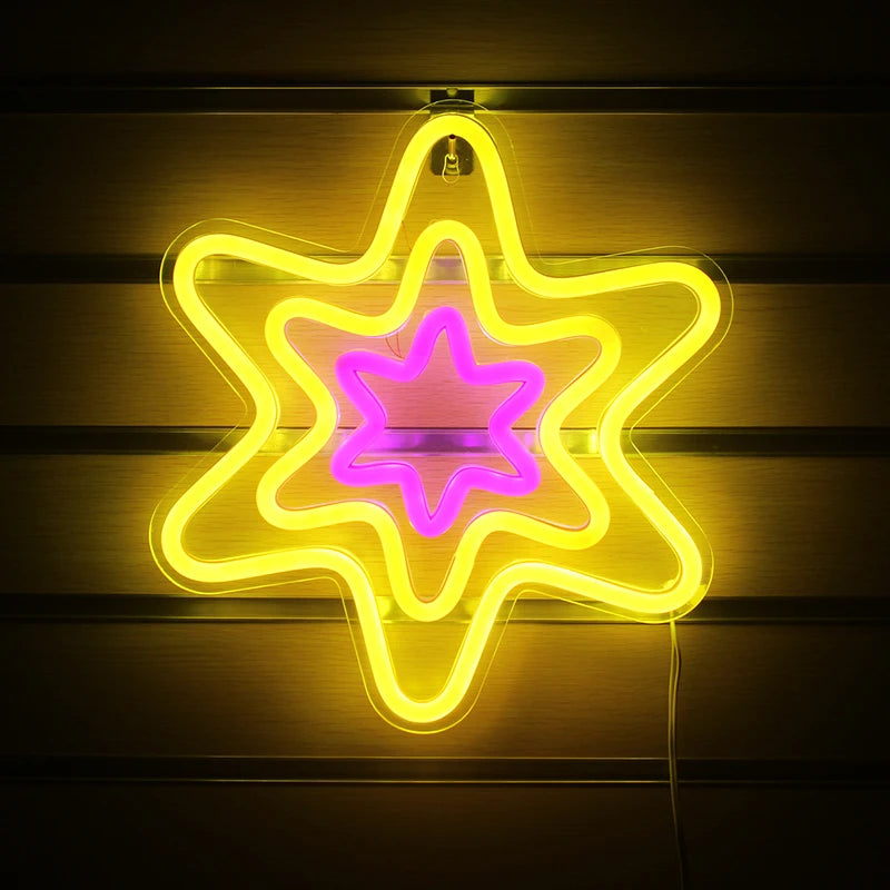 Hexagonal Stjärna 5V USB LED Neonskylt - Prisvänlig