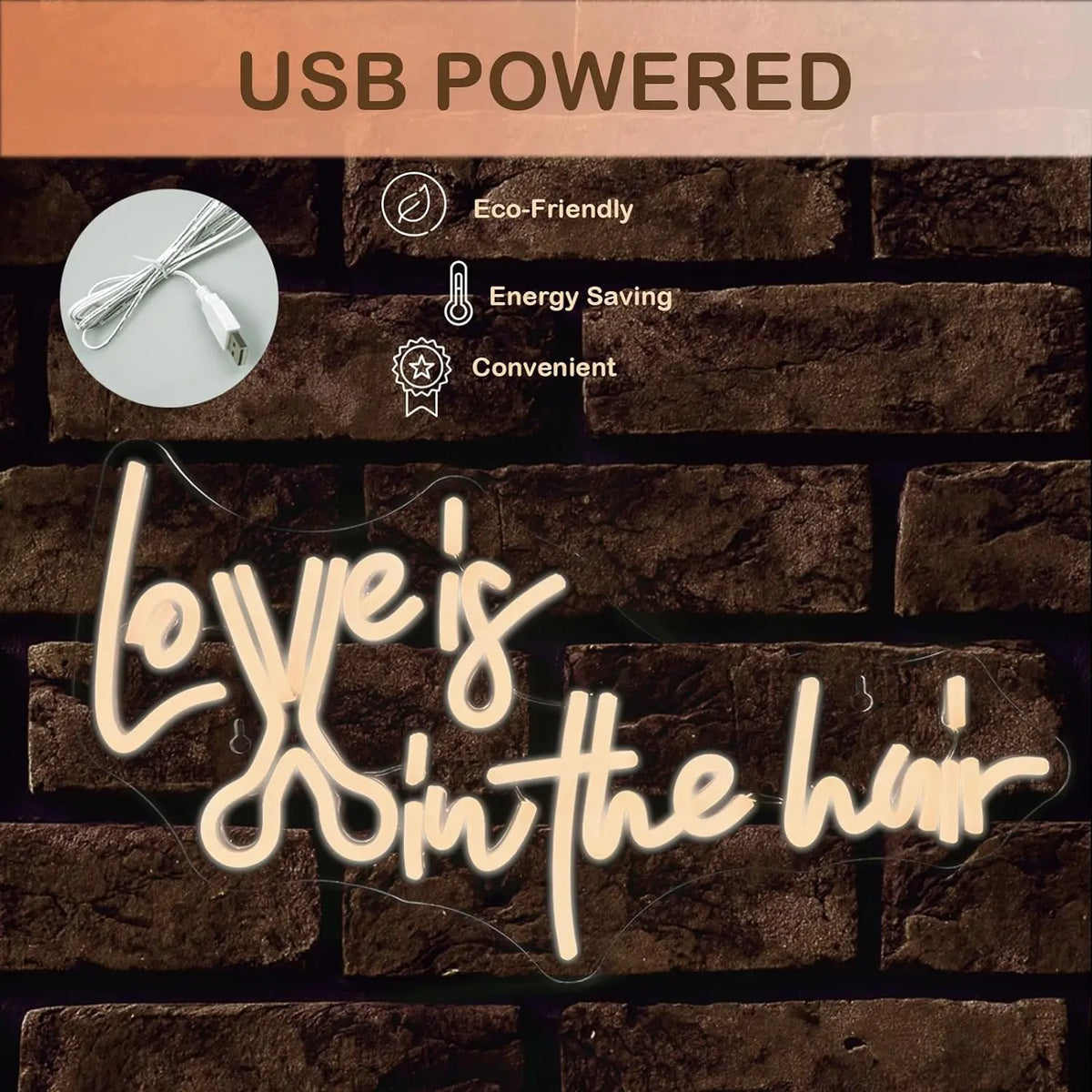 Love is in the hair – Sax integrerad i texten – LED-ljusskylt (5 V USB)