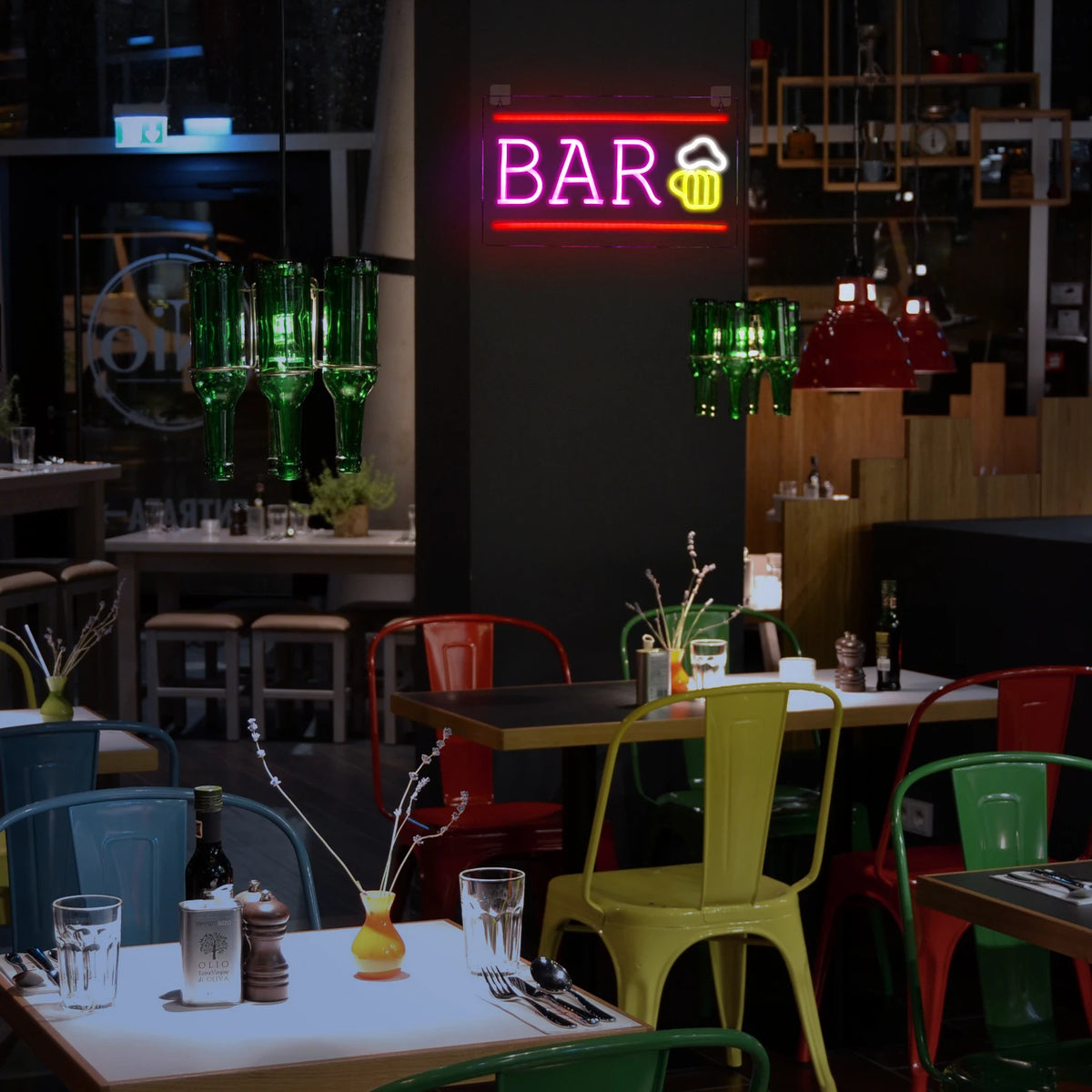 BAR – Ölsejdel och vågrät kant – LED-ljusskylt (5 V USB)
