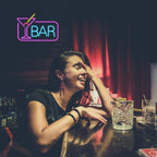 BAR – Cocktailglas och rektangulär kant – LED-ljusskylt (5 V USB)