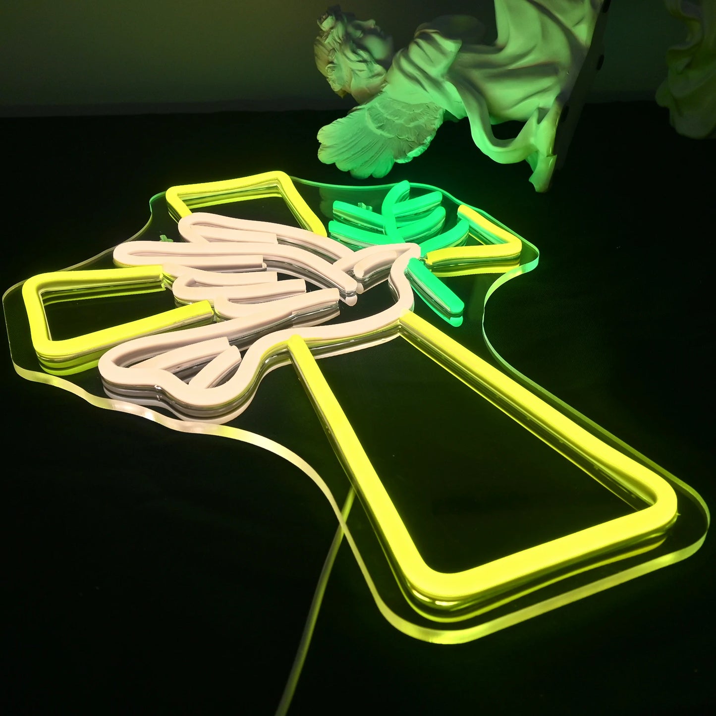 Cross and Dove of Peace 5V USB LED Neon Sign - Budget Friendly