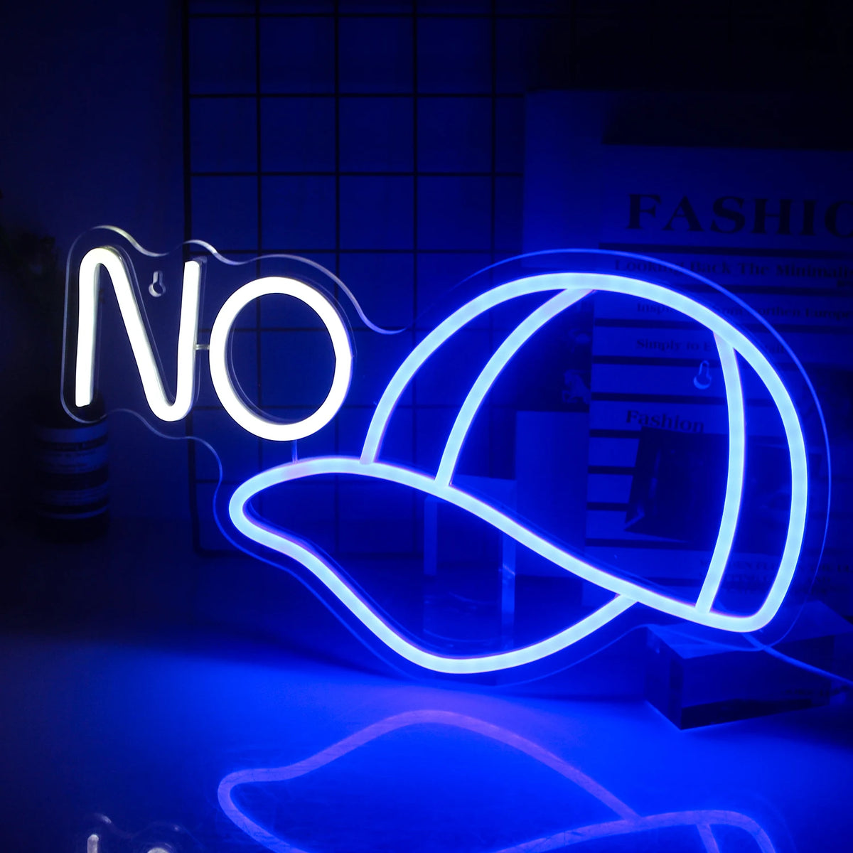 NO – Basebollkeps – LED-neonskylt (5 V USB)
