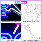 Let's Rock – LED-neonskylt (5 V USB)