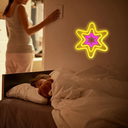 Hexagonal Stjärna 5V USB LED Neonskylt - Prisvänlig