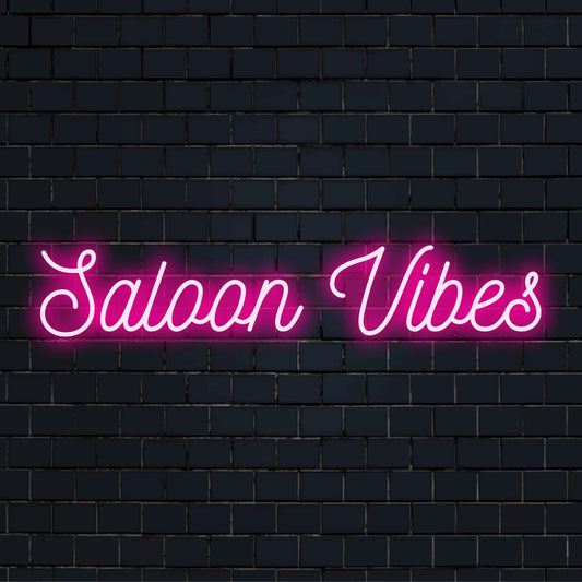 Skräddarsydd LED neonskylt med Saloon Vibes text; perfekt neonljusinredning med en rustik charm för alla utrymmen.