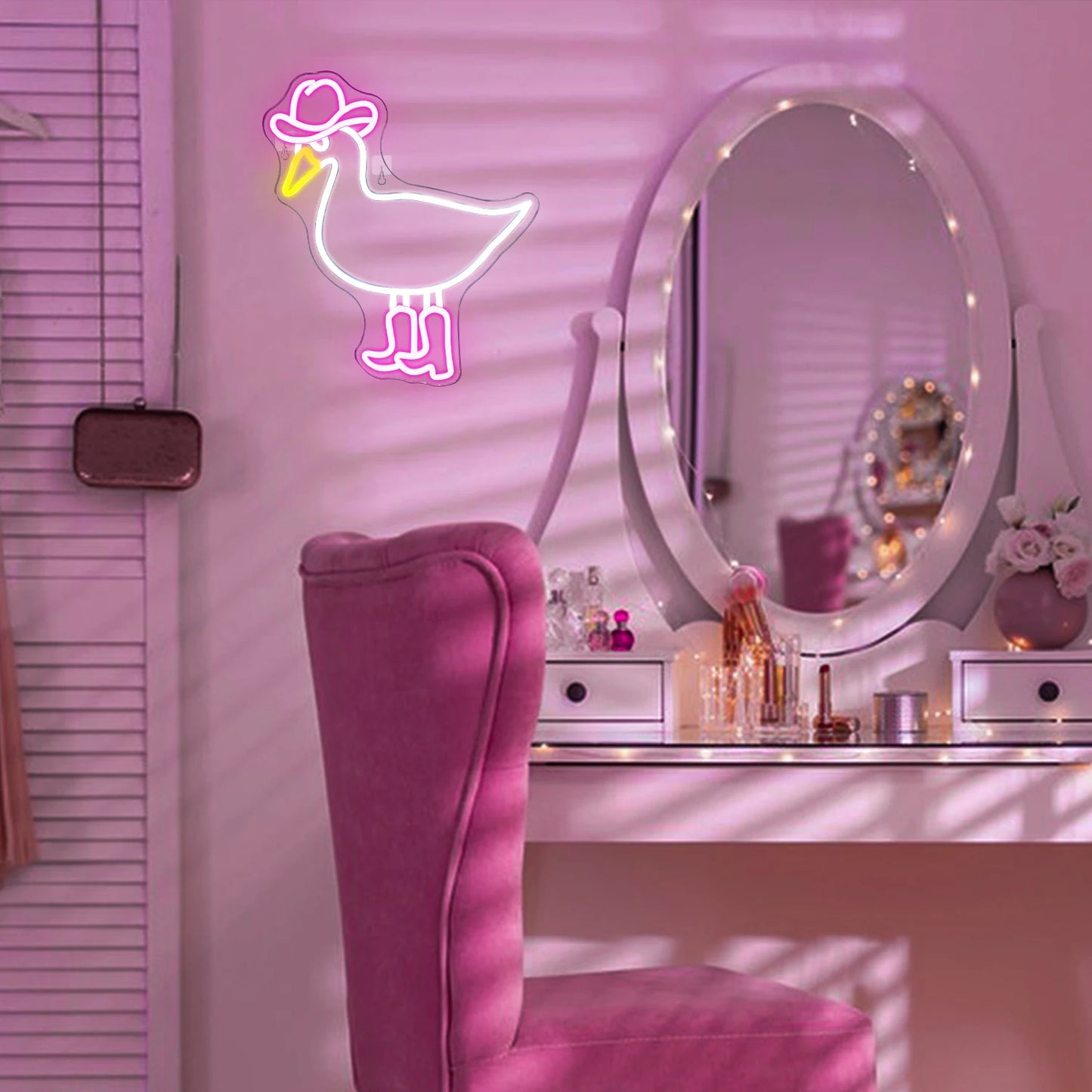 Rosa och vit cowboyanka 5V USB LED ljusskylt - Prisvänlig