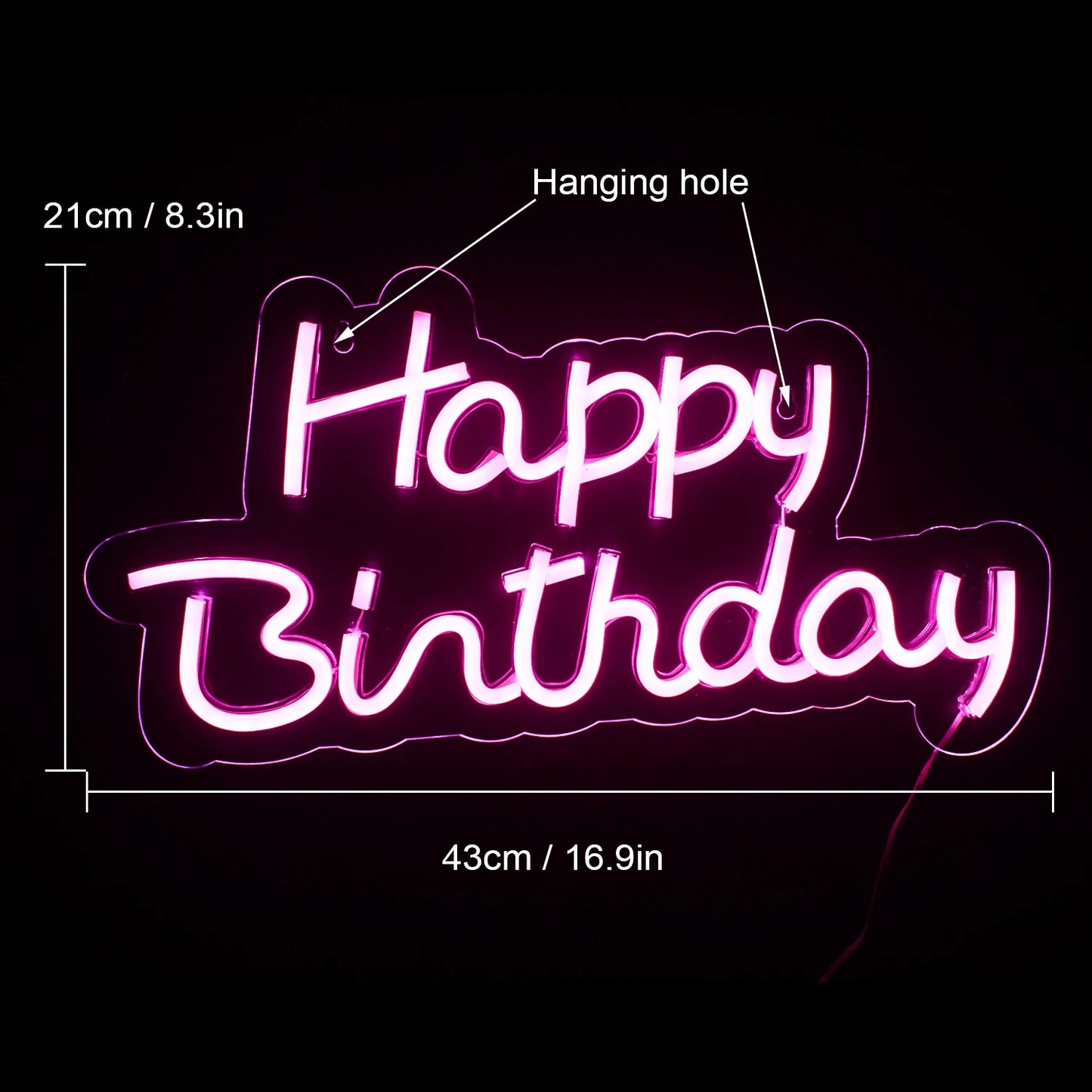 Happy Birthday 5V USB LED Ljusskylt - Prisvärd