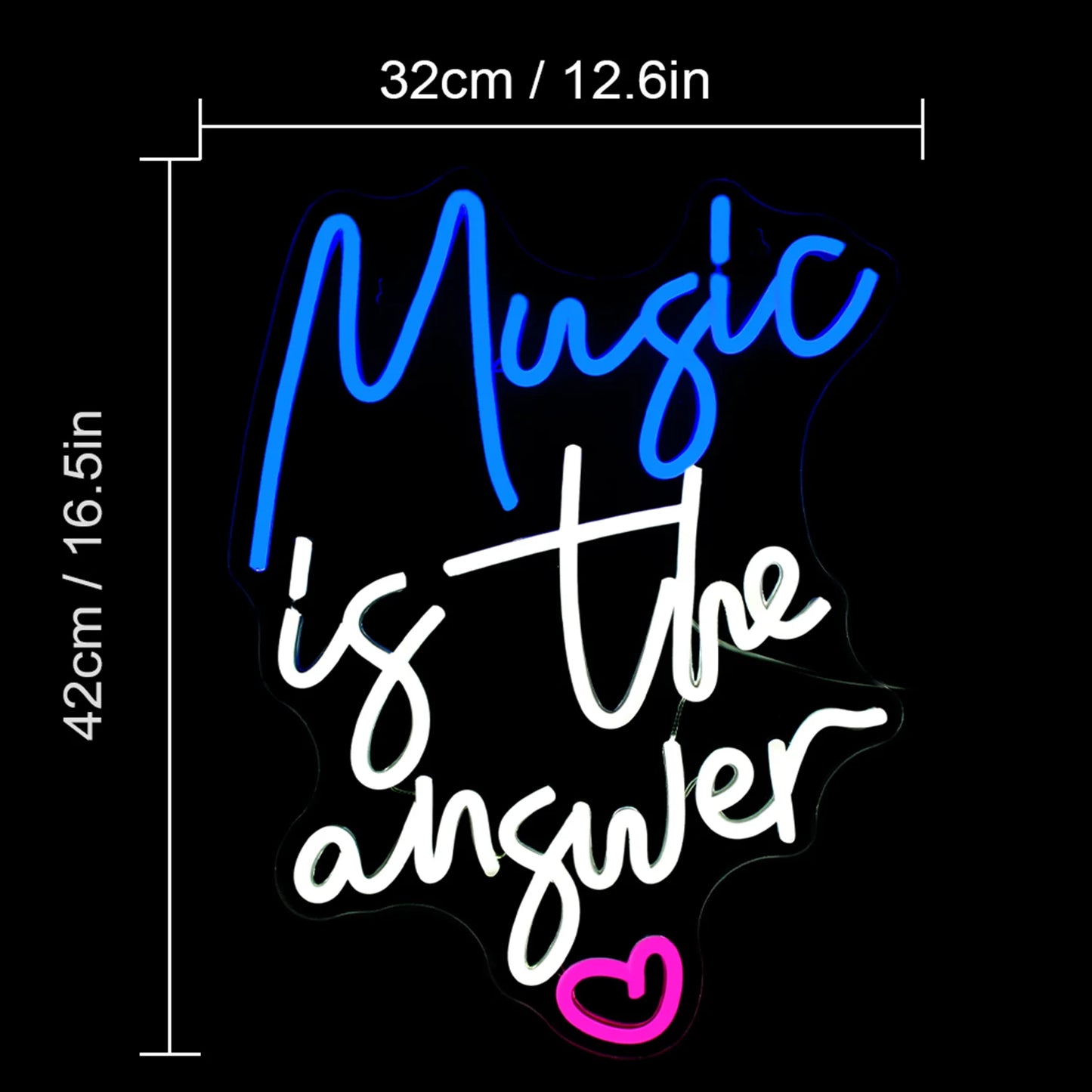 Music is the answer 5V USB LED Ljusskylt - Budgetvänlig