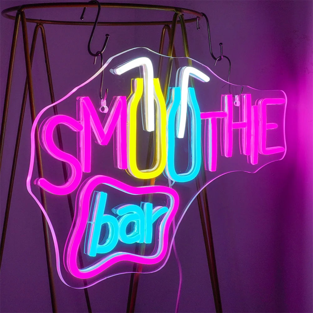 SMOOTHIE bar – Dricksglas i de två O-bokstäverna – LED-ljusskylt (5 V USB)