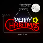 Merry Christmas – Stjärna – LED-neonskylt (5 V USB)