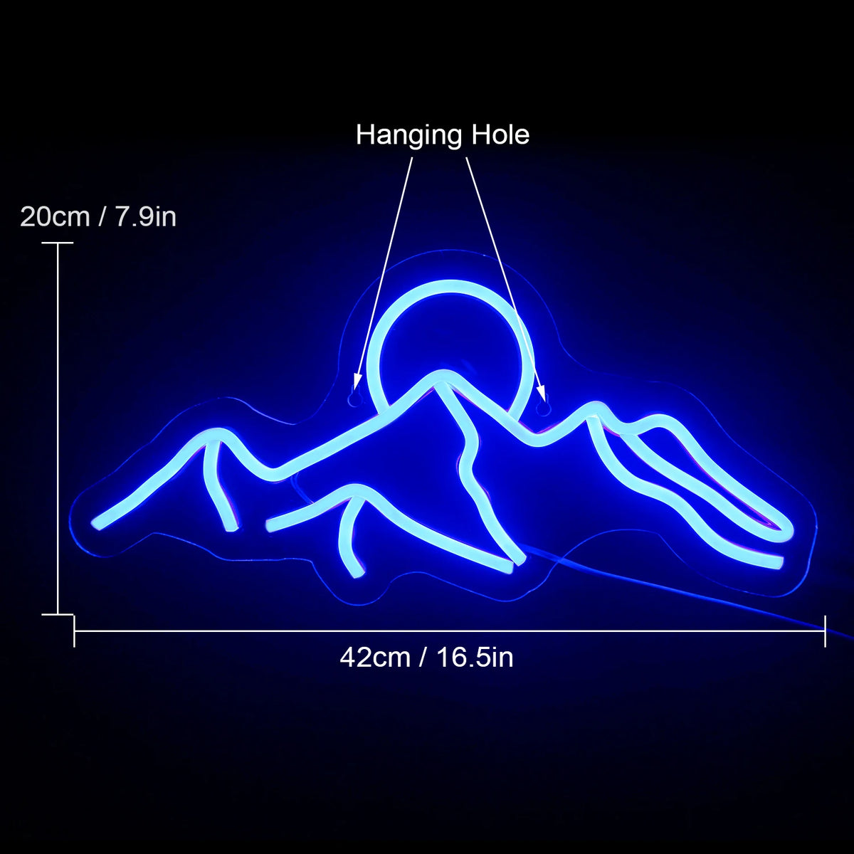 Berg och solnedgång – LED-neonskylt (5 V USB)