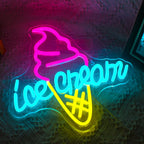 Ice Cream – Glasstrut ovanför texten – LED-ljusskylt (5 V USB)