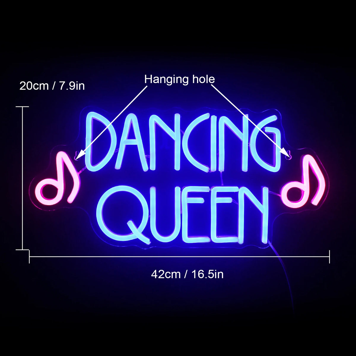 DANCING QUEEN – Musiknoter – LED-neonskylt (5 V USB)