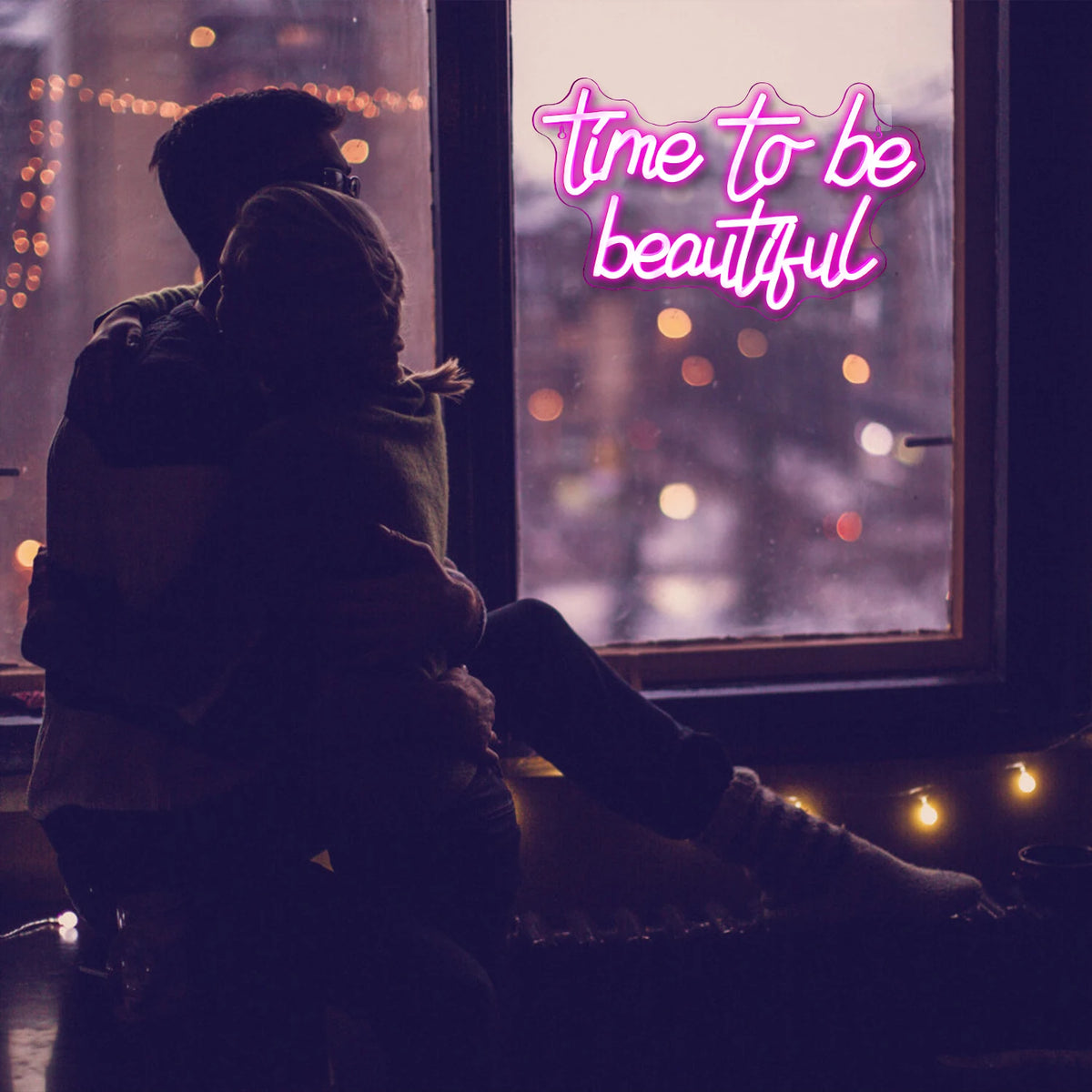 Time to be beautiful – LED-ljusskylt (5 V USB)